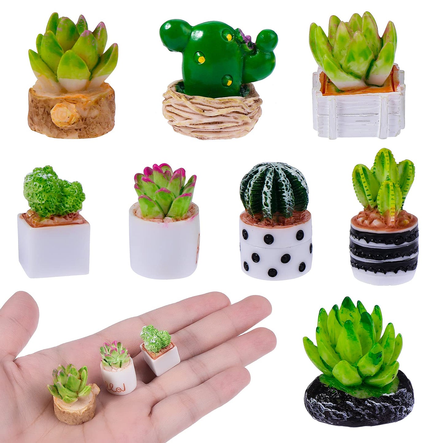 cobee Dollhouse Miniature Plant, 8PCS Miniature Artificial Plant Dollhouse Mini Potted Plant Tiny Bonsai Model Fake Succulent for 1:12 Dollhouse Decor Mini Garden