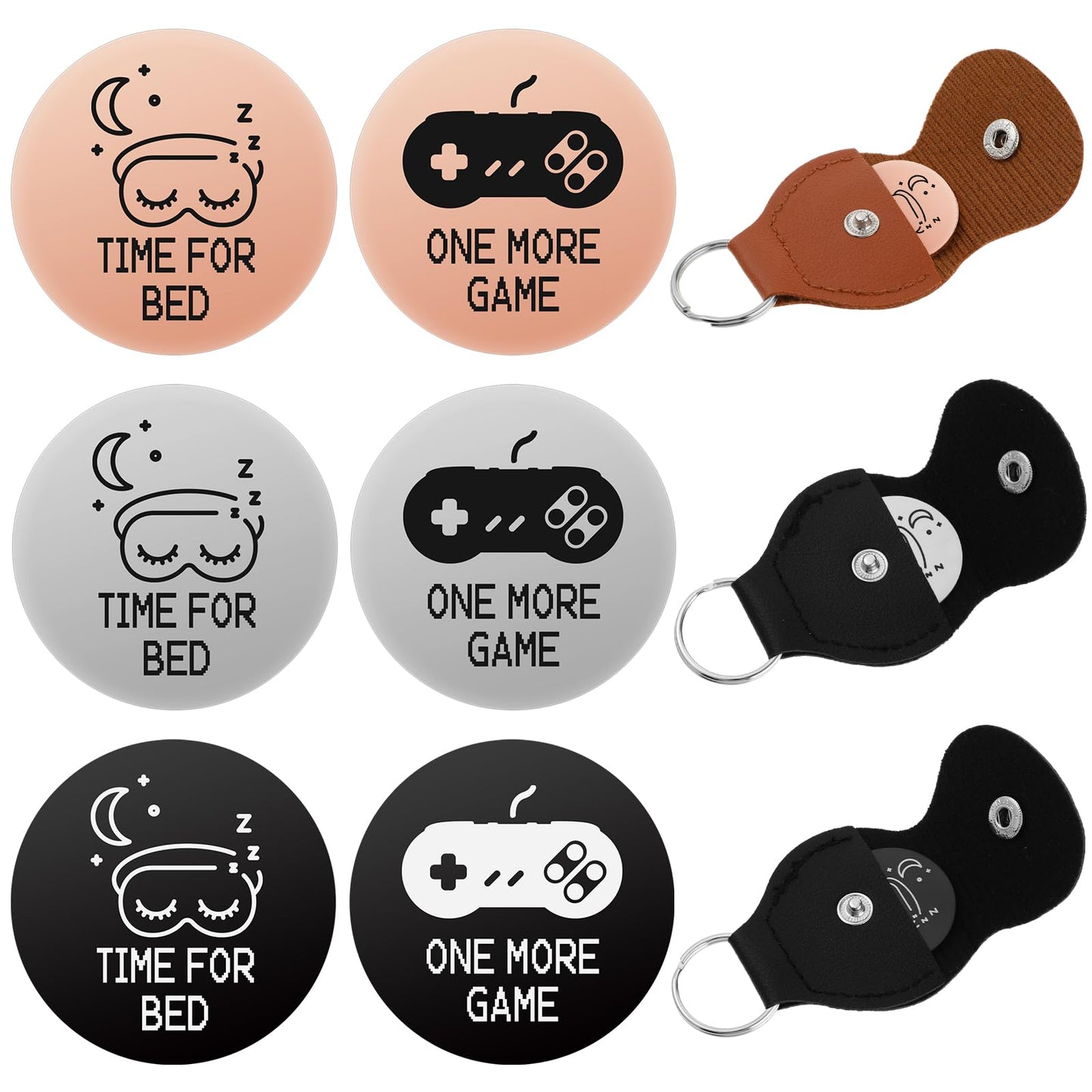 cobee Funny Destiny Flip Coins, Gamers Decision Coin with Leather Keyring One More Game Go to Bed Double Sided Stainless Steel Decision Makers Coin Gifts for Boyfriend Women Men(Gold, Silver, Black)