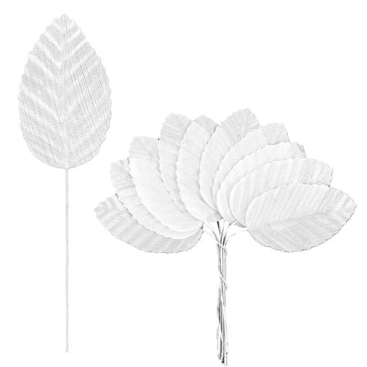 Molain 200 Pcs Artificial Green Leaves for Decoration, Artificial Fake Leaves with Stems Faux Wired Single Leaf Wire for DIY Floral Arrangements Wedding Garland Outdoor Greenery Decorations (Silver)