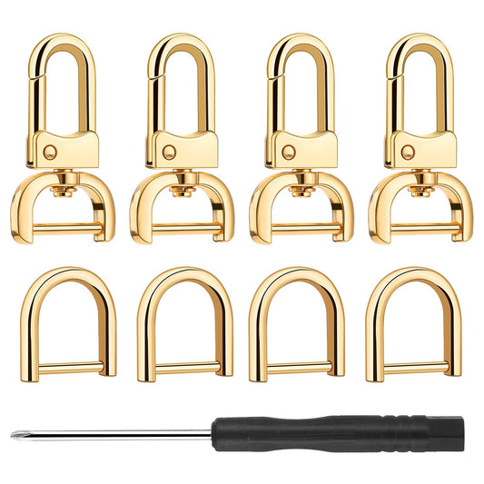 Amaxiu 4pcs Detachable Snap Hook Swivel Clasp with 4pcs D Rings Screw and 1pcs Screwdriver for Purse Keychain Hardware Keyring Clip Pets Collar Accessories 1"/25mm