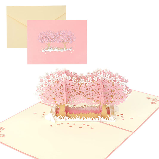 Molain Pop Up Anniversary Card, 3D Greeting Card PopUp Love Card for Anniversary Wedding Mother's Day Birthday Graduation (Cherry Blossom)