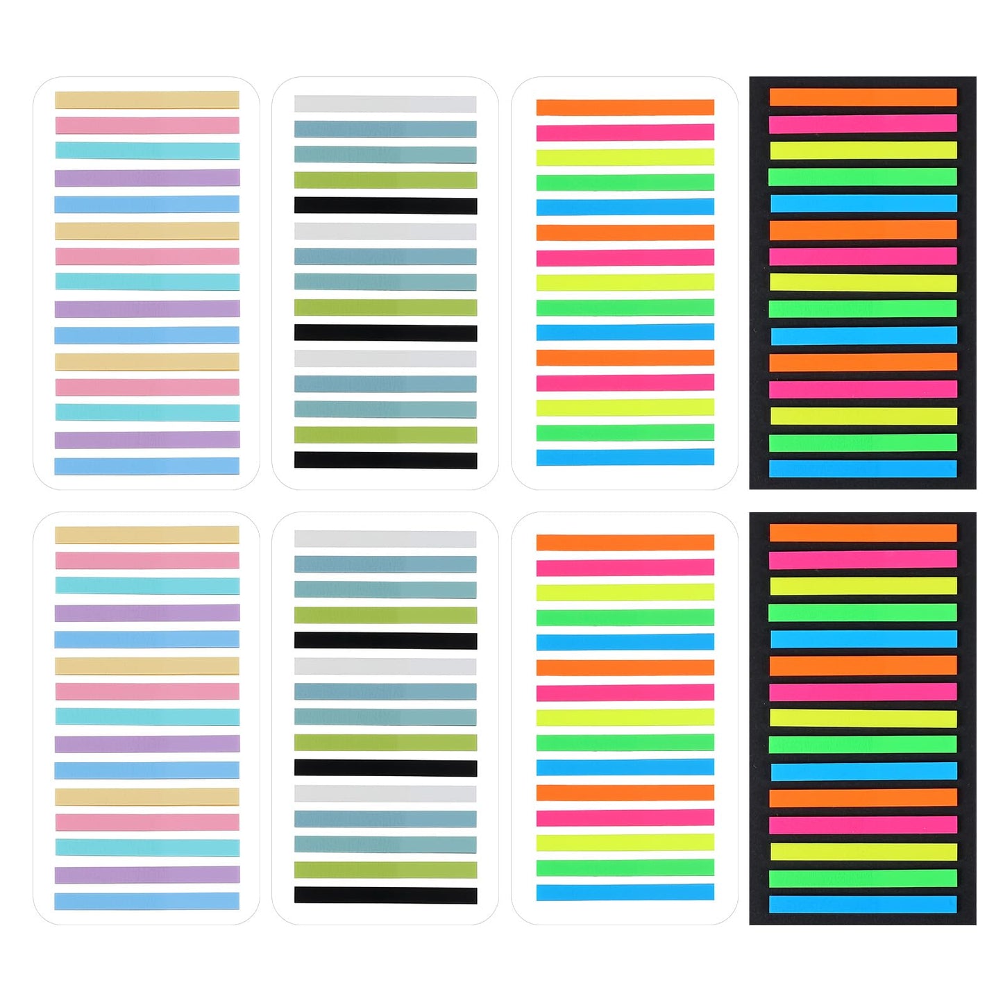 WJIAAA Pack of 2400 Adhesive Strips, Long Adhesive Strips, Pages, Tabs, Adhesive Markers, 8 Set, Index Tabs, Small Adhesive Notes, Tabs for Office, School