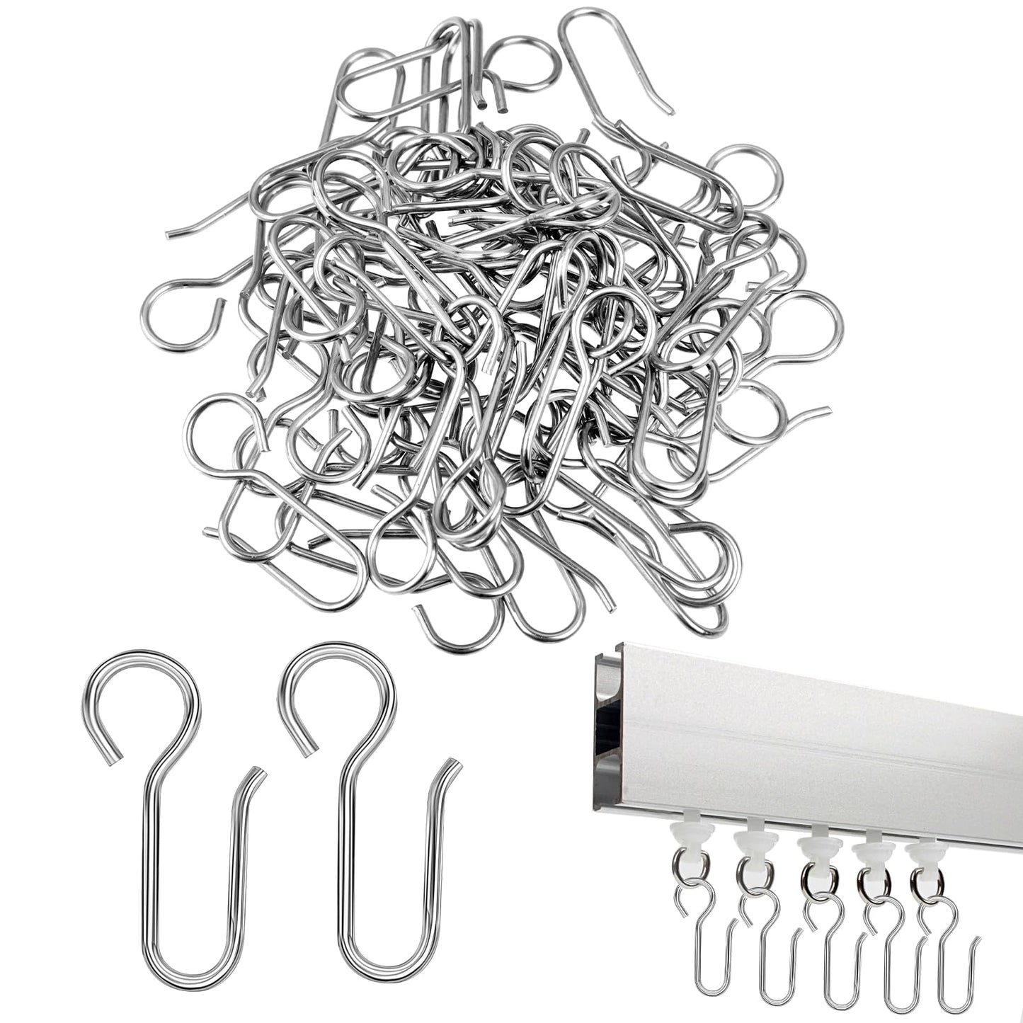 Giantree 40 Pcs S Shaped Shower Curtain Hooks, Rust Proof Metal Shower Curtain Hooks Rings for Bathroom High Load-bearing Smooth Glide Curtain Hooks Curtain Hangers for Shower Curtain Rod