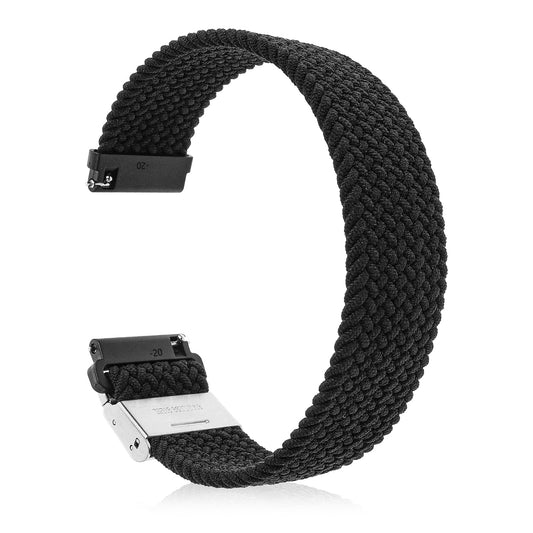 cobee Braided Elastic Loop Watch Bands, Universal Watch Replacement Bands with Heavy Duty Stainless Steel Buckle for Smartwatch, Quick Release Sports Watch Straps for Men Women (20mm, Black)