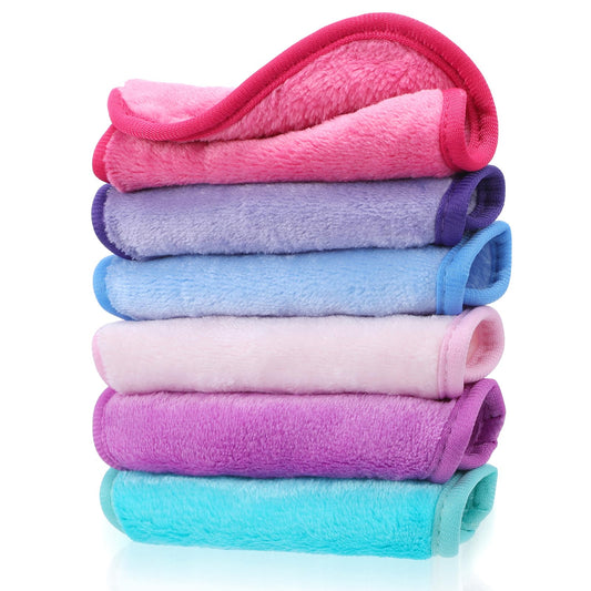 Amabro Reusable Makeup Remover Cloths Soft Microfiber Face Cleansing Cloth Fast Drying WashclothFace Towel For Sensitive Skin Daily Travel Eye Skincare(6 Colors)
