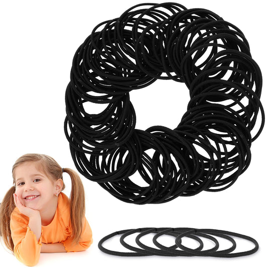 Amaxiu Nylon Hair Ties for Women, 100PCS Hair Bobbles No Damage for Thick Hair Elastic Hair Band Bulk Hair Ties Ponytail Holders Headbands Stretch Hair Bands Hair Accessories(Black, 2mm)