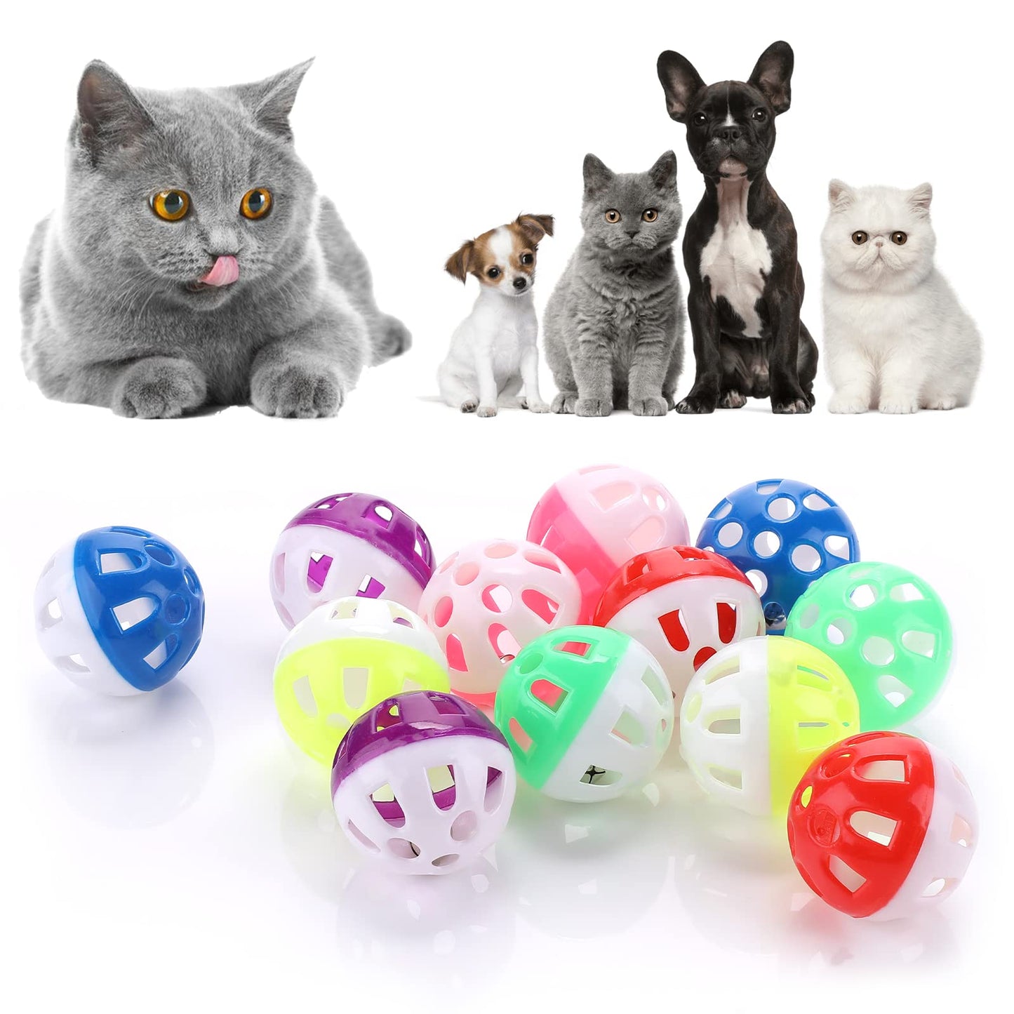 cobee Large Cat Toy Balls with Bell, 4 CM Cat Bell Ball Toy Jingle Bell Cat Toy Interactive Cat Play Toy Bell Toy for Indoor Cat Kitten 12 Pieces