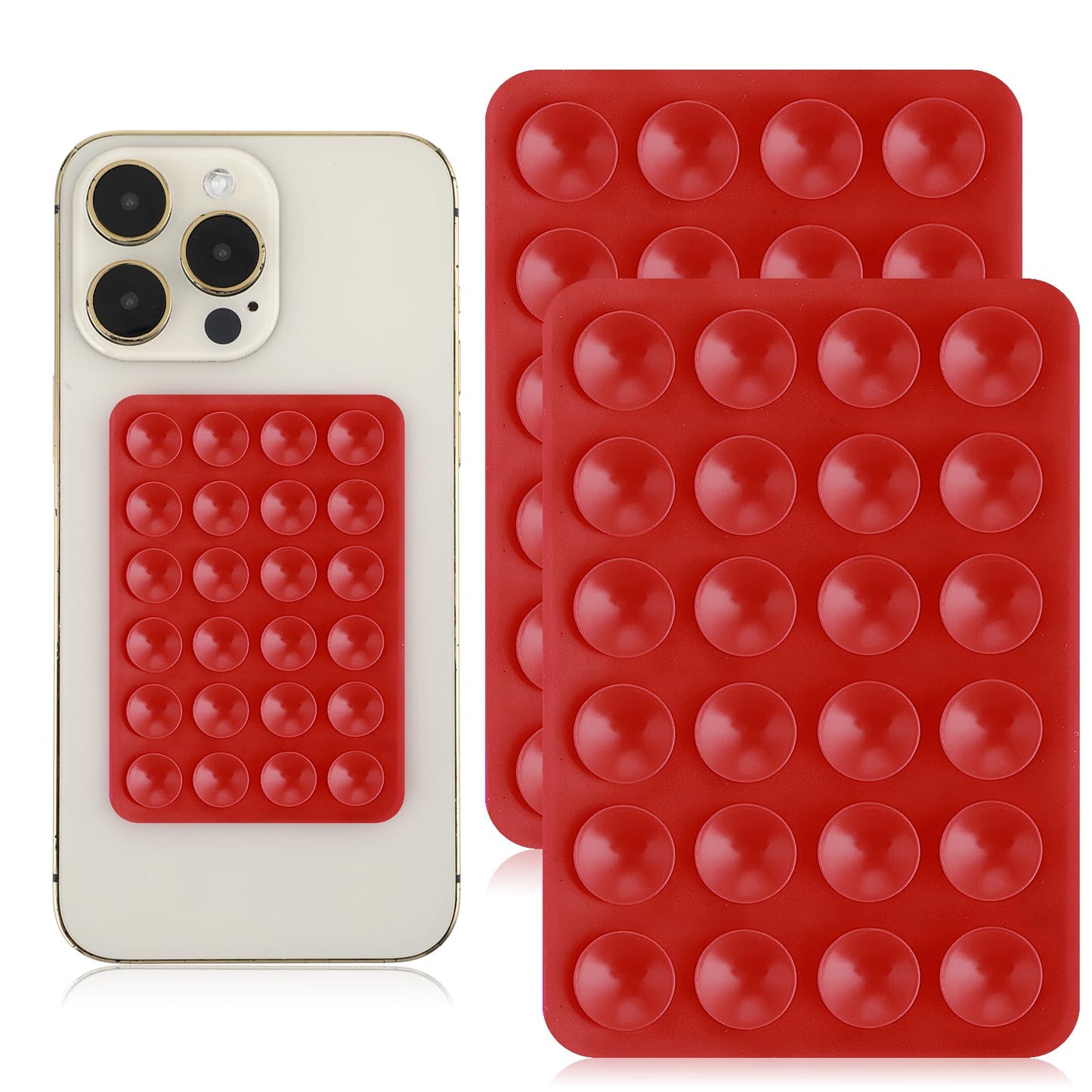 Giantree 2 Pcs Silicone Suction Phone Case Adhesive Mount, Suction Phone Case Mount Anti-Slip Hands-Free Mobile Accessory Phone Accessory Holder (Red)