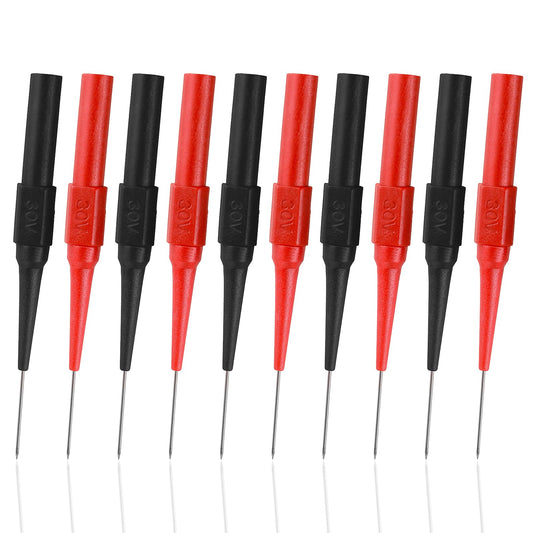 Jeffdad 10 Pcs Test Back Probe Pin, 0.7mm Wire Piercing Probe Pin, Insulation Non-Destructive Stainless Steel Pin, Multimeter Probes Car Tester For 4mm Banana Socket