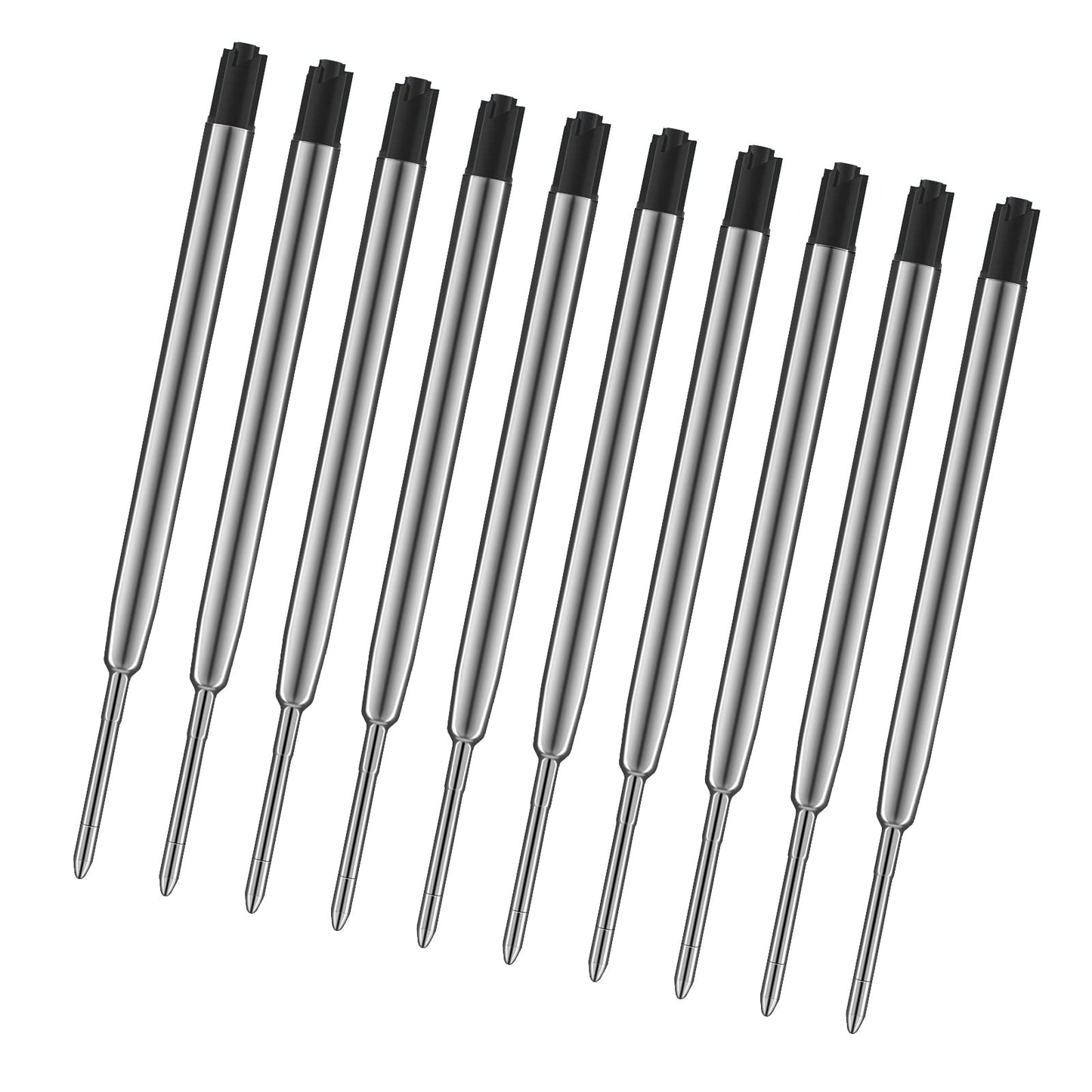 cobee Metal Ballpoint Pen Refills, 10 Pieces 1mm Medium Point Pen Refills (Black)