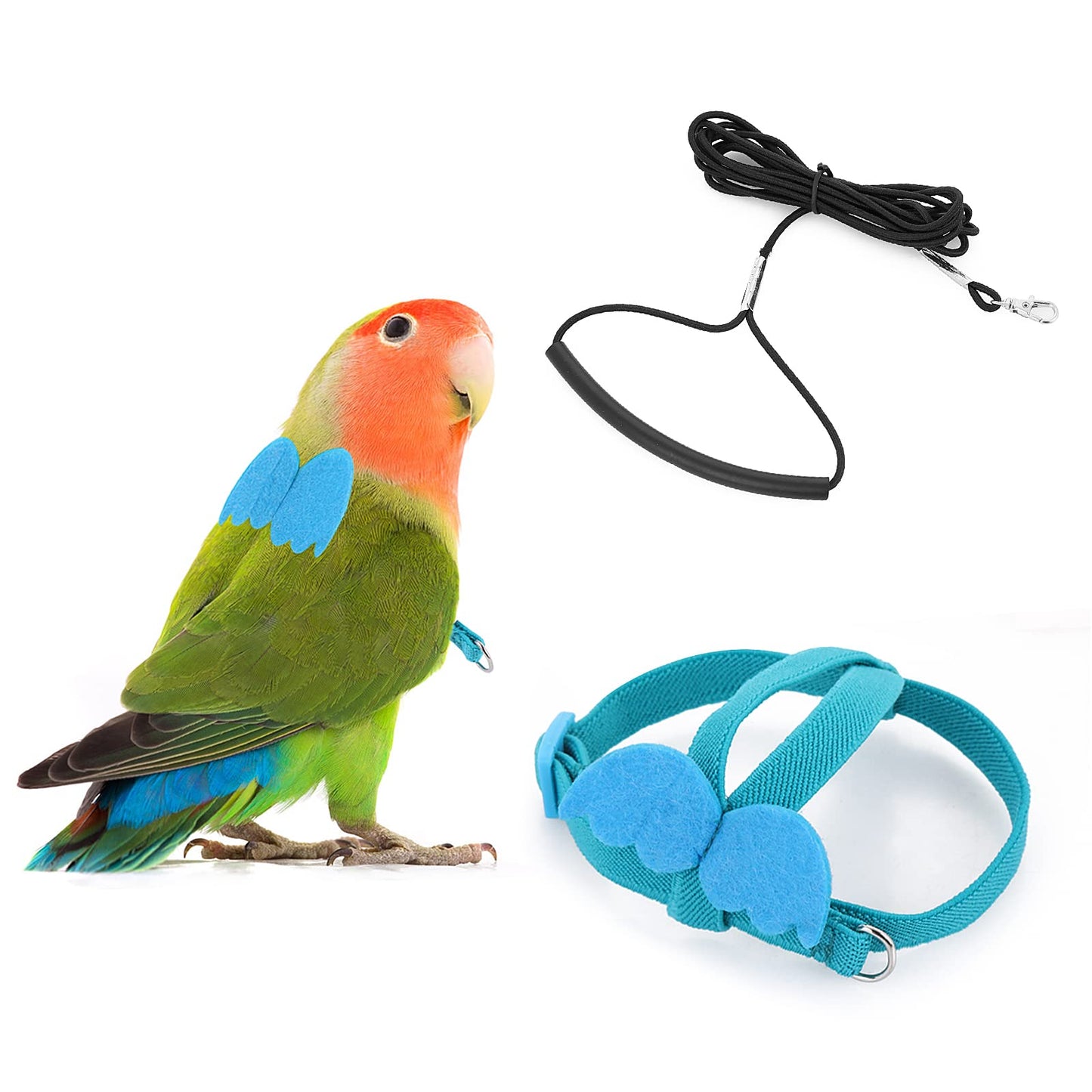 cobee Parrot Bird Harness and Leash, Adjustable Parrot Flying Training Rope for Parrots Bird Nylon Rope Bird Harness and Leash Kit Outdoor Harness Flying Anti-bite Training Rope(Blue)
