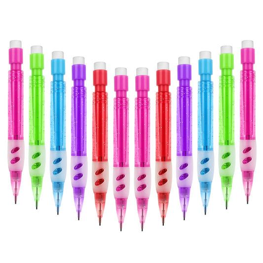 cobee 0.7mm Mini Mechanical Pencil Set with Eraser, 12pcs Automatic Pencils Drafting Pencil with Silicone Pencil Handguard Stationery Supplies for Writing, Drawing, Sketching