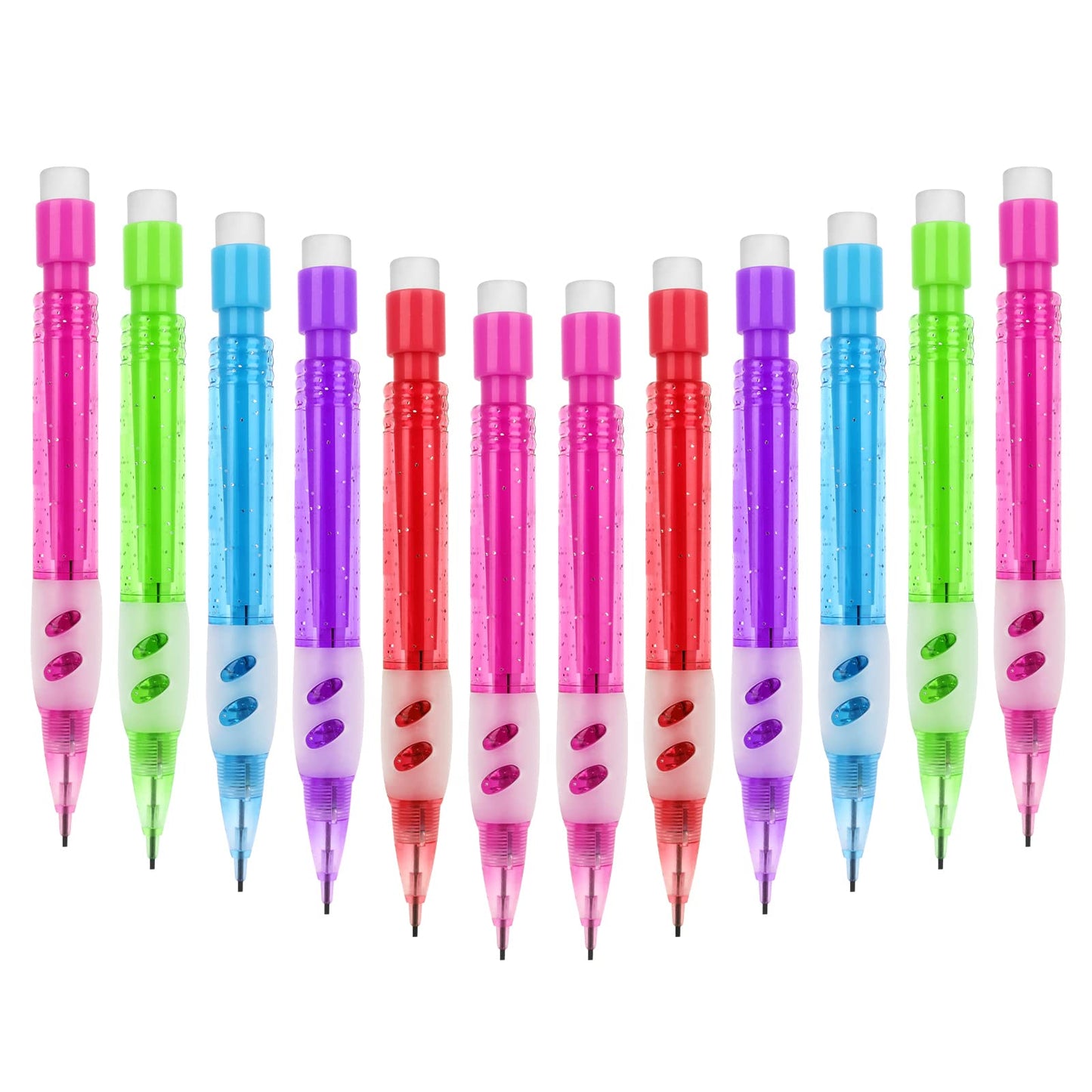 cobee 0.7mm Mini Mechanical Pencil Set with Eraser, 12pcs Automatic Pencils Drafting Pencil with Silicone Pencil Handguard Stationery Supplies for Writing, Drawing, Sketching
