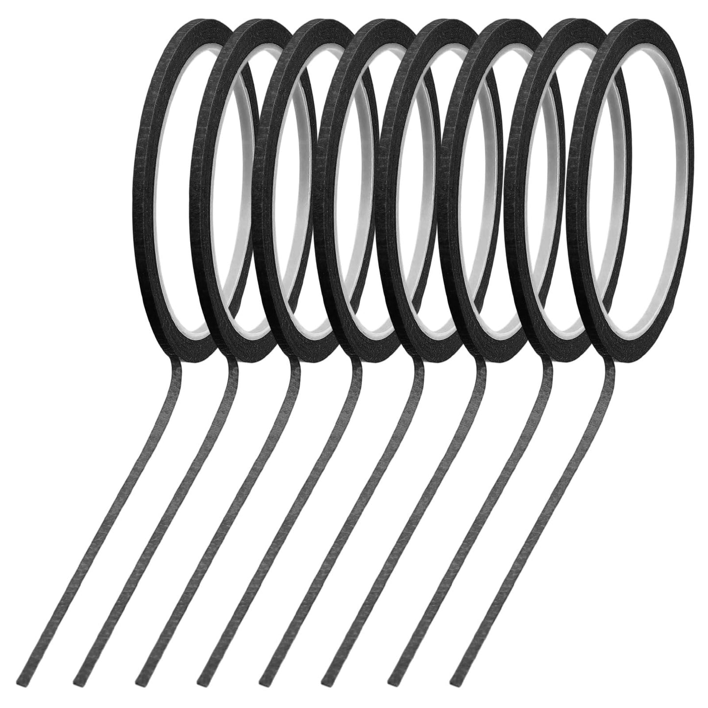 Molain 8 Rolls x 22 yd Thin Painters Tape, 1/8 Inch Width Black Masking Tape Each for Automotive DIY Art Pinstriping
