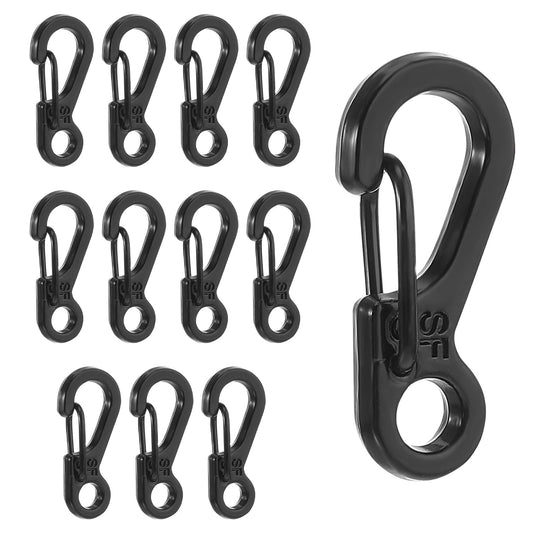 Molain 12 Pcs Tiny Carabiner Clip Metal Small Spring Snap Hooks, 1 inch Key Chain Clip Hooks Metal Swivel Clasps Lanyard Snap Hook Carabiners for Camera Strap, Backpack Keychains Accessories(Black)