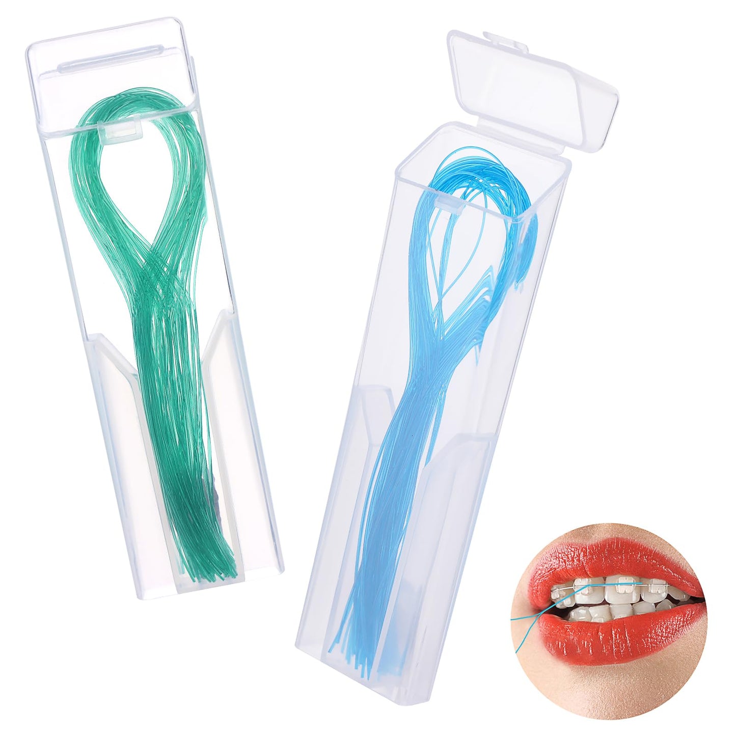 Amabro Dental Floss Threaders, 100PCS Dental Floss Deep Clean Dental Threader Interdental Floss for Braces Bridges Implants Oral Health Care 2Pack(Green)