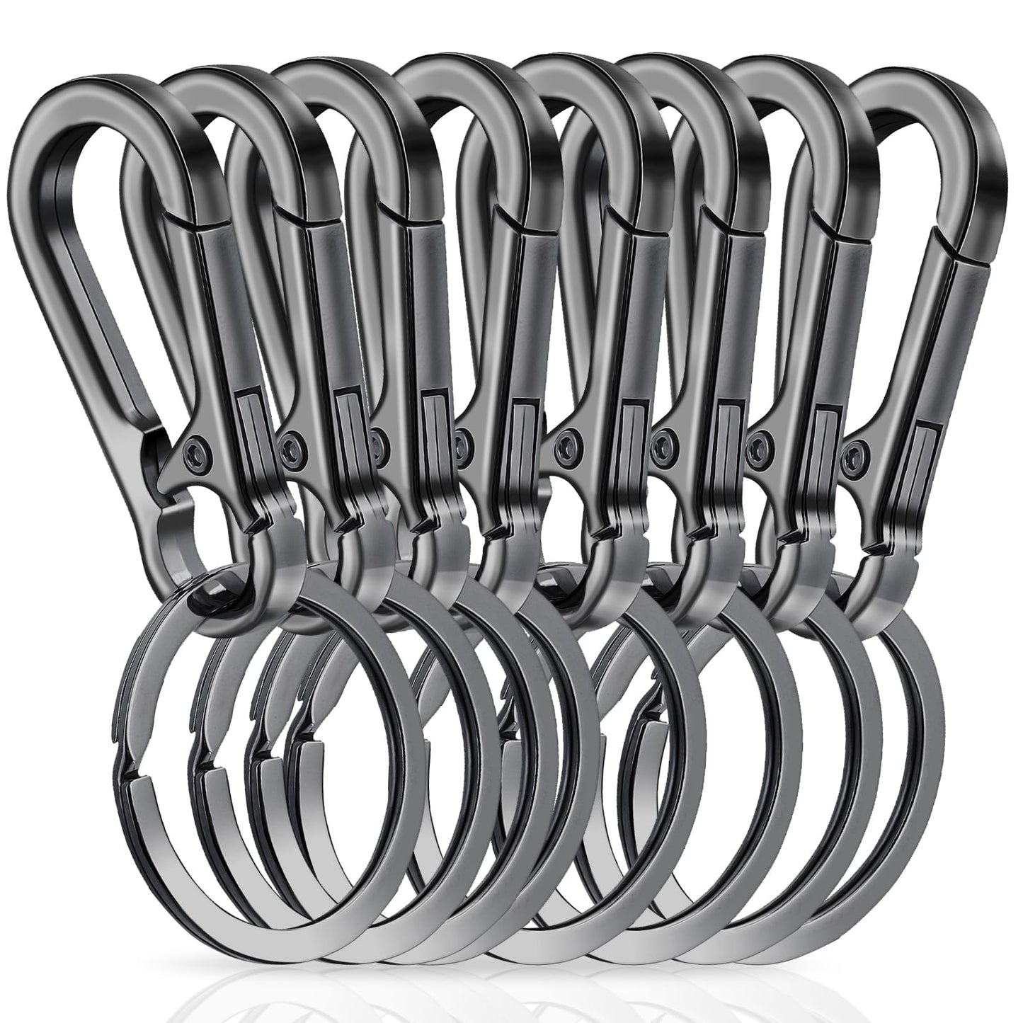 Amaxiu Heavy Duty Metal Keychain, Zinc Alloy Key Chain with Keyring Quick Release Carabiner Clips Keyring Holder Organizer Car Key Finder Hook Keys Clip for Men Women (8 Pcs)