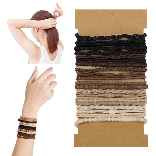 simarro Women's Elastic Hair Ties, Pack of 20 Boho Hair Ties Bracelets Braided Hair Bands Elastic Ponytail Holder Multicolored Soft Hair Ties Hair Band for Women Girls(Mixed colors)
