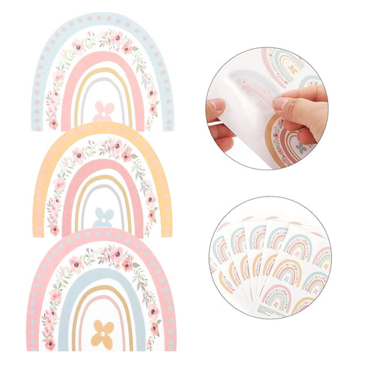 Molain Boho Rainbow Wall Decal, 36pcs Rainbows Wall Sticker, Attractive Watercolor Removable Vinyl Sticker for Kids Room Nursery School Classroom Decor