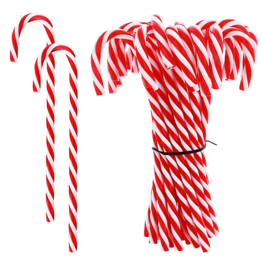 TIESOME 24 Pcs Christmas Plastic Candy Cane Christmas Tree Hanging Ornament Xmas Tree Decoration Plastic Candy Canes Decor Hanging Decor for Holiday Party Decoration Favor (Red and White)