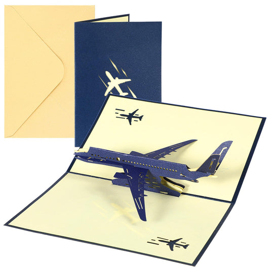 Andibro Airplane Pop Up Greeting Card, 3D Jet Aircraft Birthday Graduation Congratulations Card with Envelope Graduation Gift for All Occasions