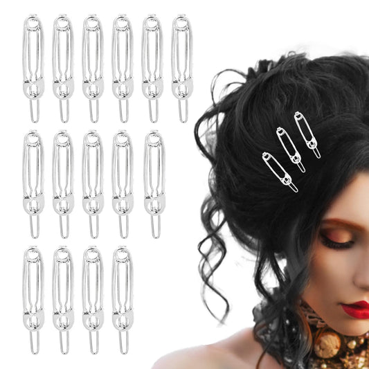Bewudy 15 Pcs Goth Hair Clips, Goth Hair Pins Set Goth Hair Accessories Gothic Accessories Goth Accessories for Women, Safety Pin Shape Hair Clip for Women Hair Accessories(Silver)