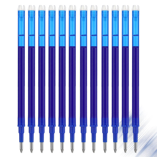 Molain 12pcs Erasable Replacement Refills, Upgraded 0.7 mm Gel Pen Refills Erasable Rollerball Pen Refills Smooth Writing Refill for Office School Supplies (Blue)