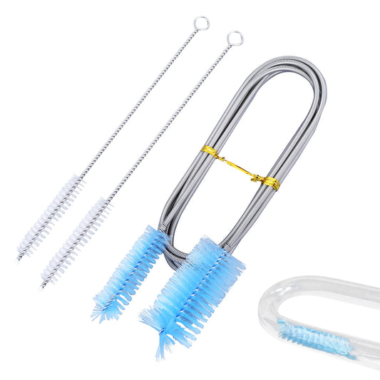 cobee Aquarium Filter Brush, 155cm Aquarium Cleaning Brush + 20cm Tube Brush Stainless Steel Long Tube Cleaning Brush Flexible Double Ended Pipe Brush for Fish Tank Aquarium Indoor Kitchen(3 Pcs/Set)