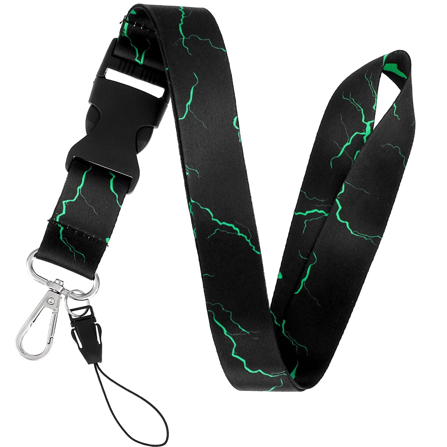 cobee Detachable Neck Lanyard Keychain Lanyard(Black Green Marble)
