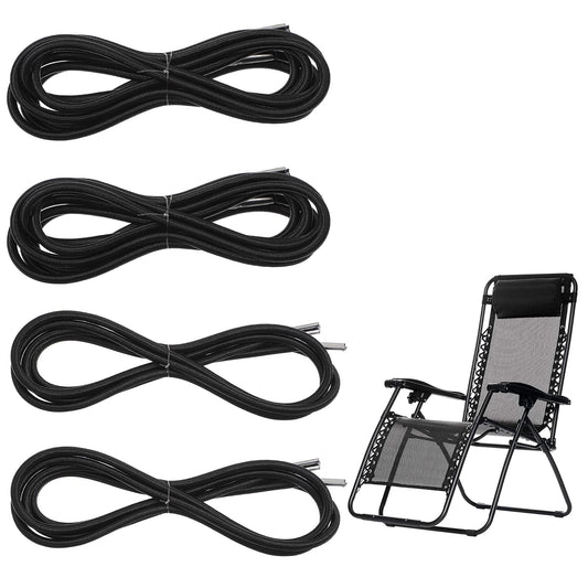 HJZHII 4 Pcs Gravity Chair Cord Replacement, Laces Webbing Repair Cord Universal Elastic Repair Cords Nylon Stretch String Cords for Patio Recliner Chairs Beach Chair Lounge Outdoor String Chairs