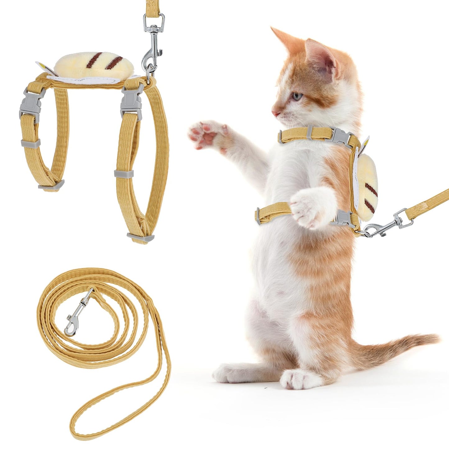 TIESOME Cat Harness and Leash Set, Adjustable Gradient Kitten Harness Escape Proof Harness with Leash for Kitty Outdoor Walking (Yellow)