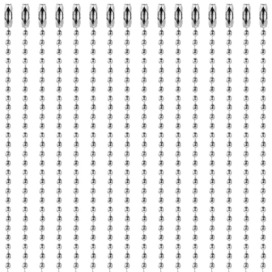 Bewudy 100Pcs Ball Beads Chain Bulk, Silver Keychain Rings Metal Chain, 4.72 Inch Dog Tag With Connectors for Jewelry Making DIY Hanging Holidays Decor (10CM/3.8")