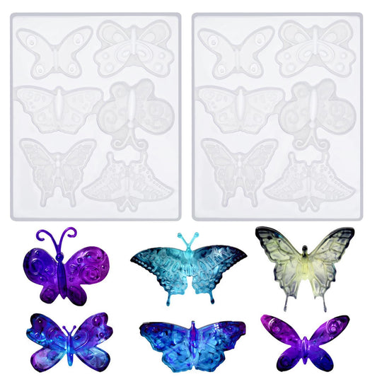 2 Pack Butterfly Silicone Mold 3D Butterfly Epoxy Resin Mold Butterfly Resin Mold 6 Styles Butterfly Jewelry Pendant Mold for Keychain Earring Necklace Brooch Crafts DIY Gifts(2)