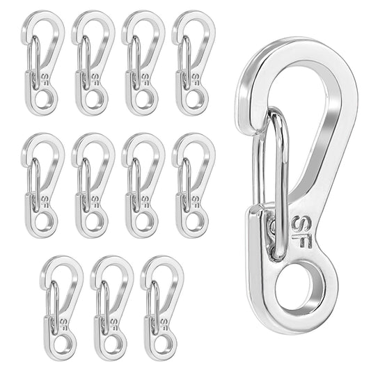 Molain 12 Pcs Tiny Carabiner Clip Metal Small Spring Snap Hooks, 1 inch Key Chain Clip Hooks Metal Swivel Clasps Lanyard Snap Hook Carabiners for Camera Strap, Backpack Keychains Accessories(Silver)