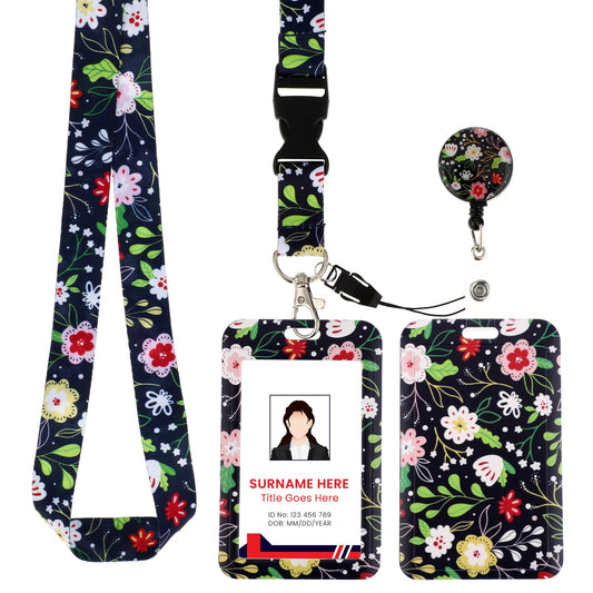 Amabro ID Badge Holder with Lanyard, Retractable Badge Reel Clip with Adjustable Lanyards Durable Neck Lanyard for Offices Staff Students Employees Teacher (Navy Blue)
