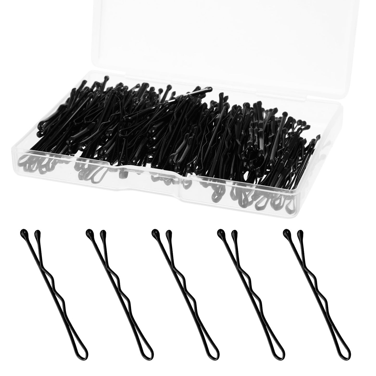 XLIUAX 150 Count Mini Bobby Pins, 1.38 Inch Small Bobby Pin Curved Waved Hairpin Kit with Storage Box Secure Hold Hair Clips for Women Girls Kids Wedding Hairstyles Styling Accessories(Black)