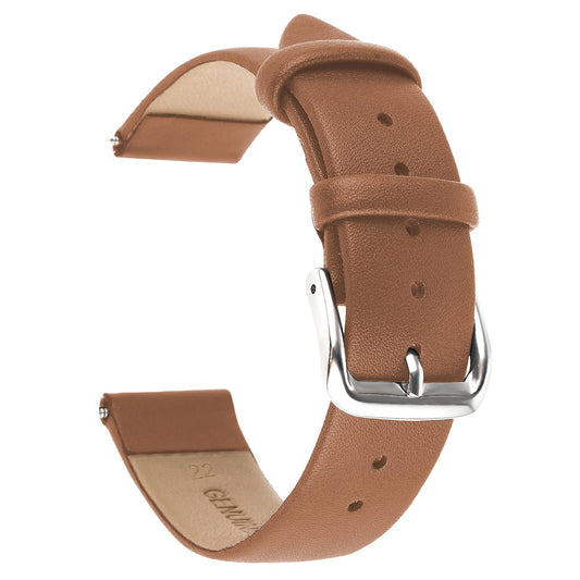Amaxiu Vintage Leather Watch Band, Soft Calfskin Watch Strap Quick Release Universal Replacement Watchbands with Stainless Steel Silver Buckle 18mm 20mm 22mm for Men Women(22mm, Light Brown)