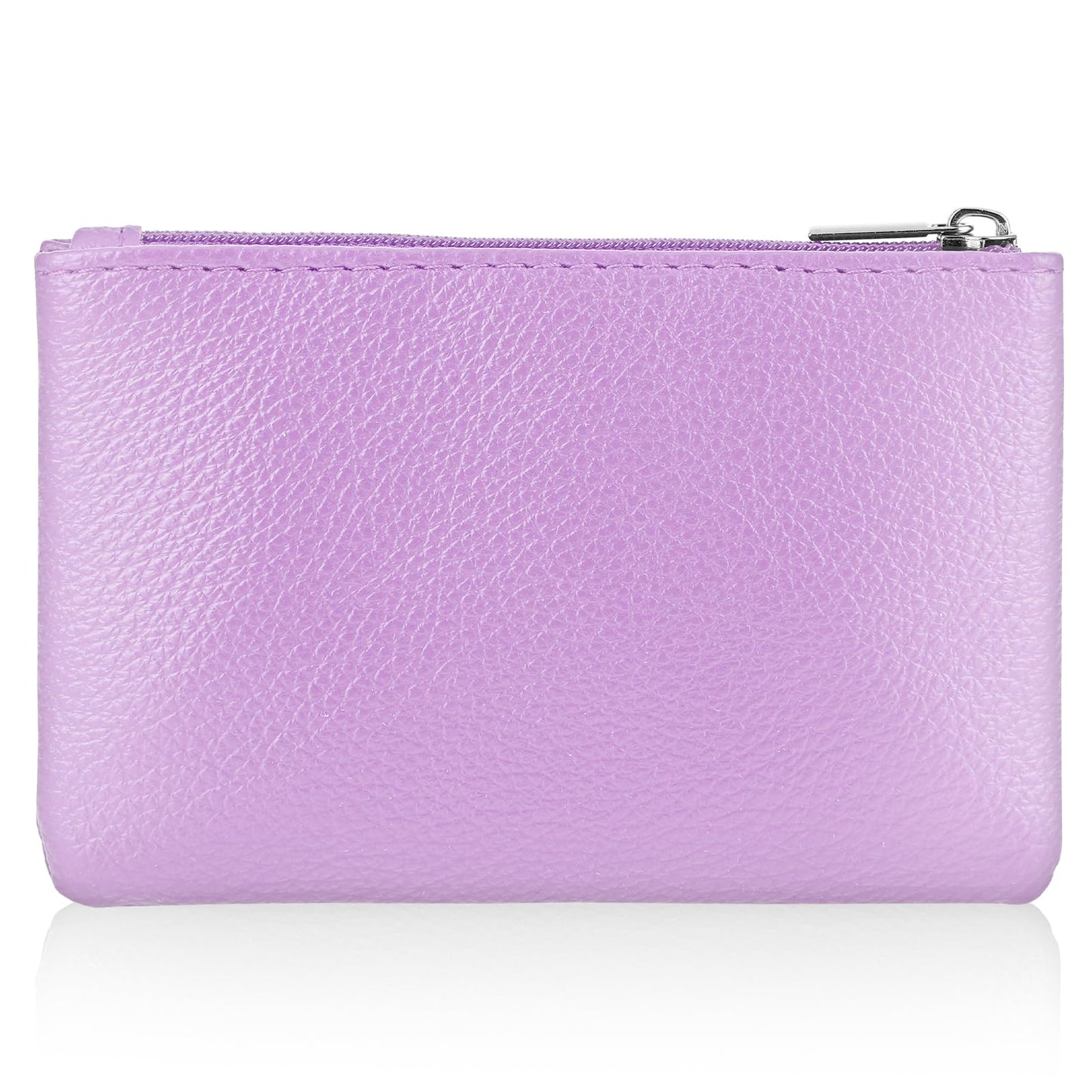 simarro RFID Blocking Coin Purse, PU Lychee Pattern Leather Zipper Coin Purse Portable Change Wallet Mini Coin Pocket Slim RFID Pouch for Men Women Credit Card ID Key Headset Lipstick (Light Purple)