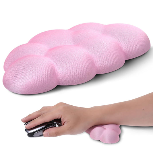 TIESOME Cloud Wrist Rest for Mouse, Memory Foam Wrist Cushion Ergonomic Palm Rest Pain Relief Mouse Wrist Support Pad with Anti-Skid Base for Office School Home Laptop&Computer Mouse(Pink)