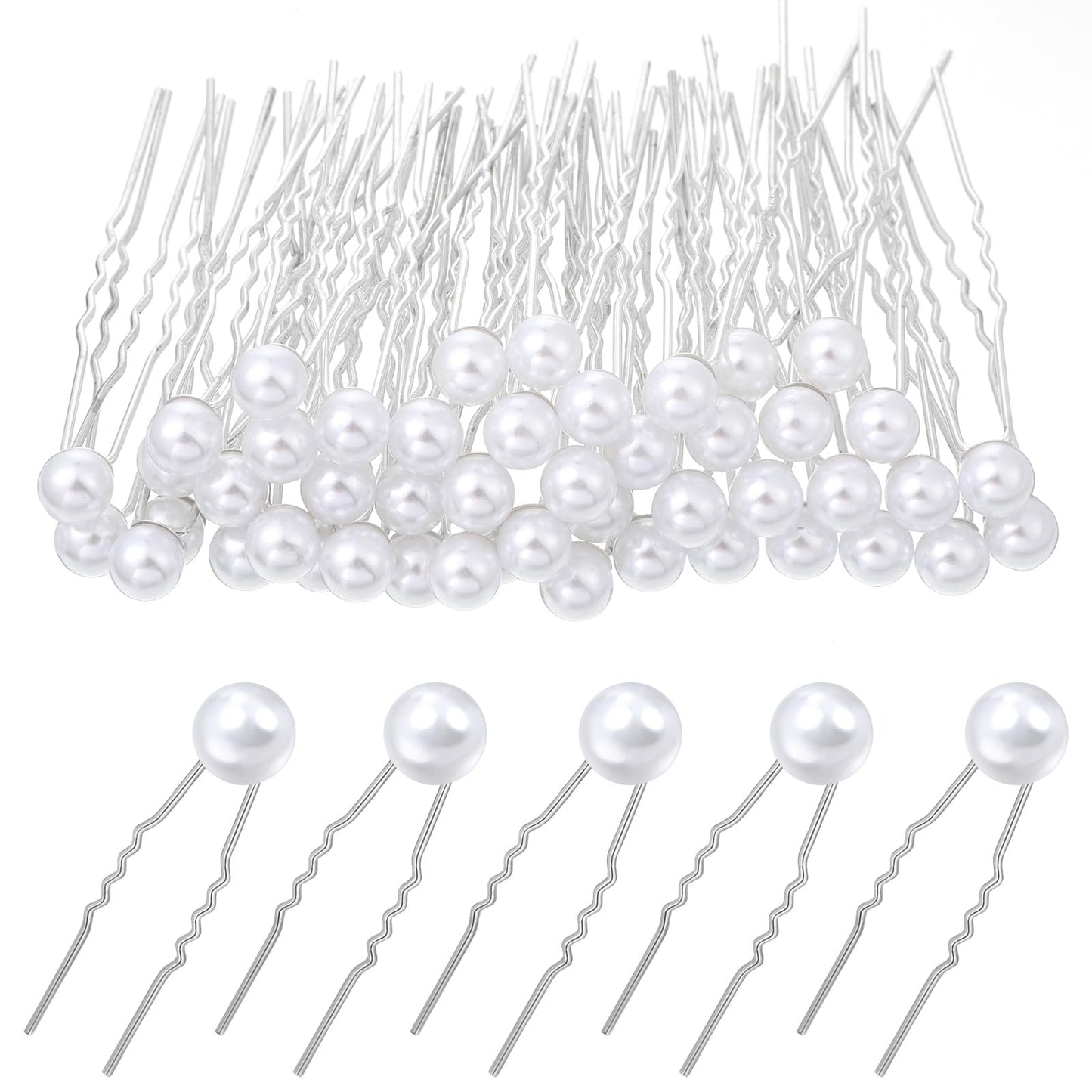 LXUEJIE 50 Pieces Wedding Pearl Hair Pins, White Pearl Hair Accessories Bobby Clips U Shape Barrette White Hair Pearls Bridal Hair Pin Wedding Hair Accessories for Brides Bridesmaids Women