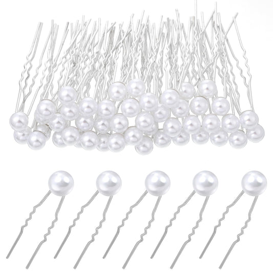 LXUEJIE 50 Pieces Wedding Pearl Hair Pins, White Pearl Hair Accessories Bobby Clips U Shape Barrette White Hair Pearls Bridal Hair Pin Wedding Hair Accessories for Brides Bridesmaids Women