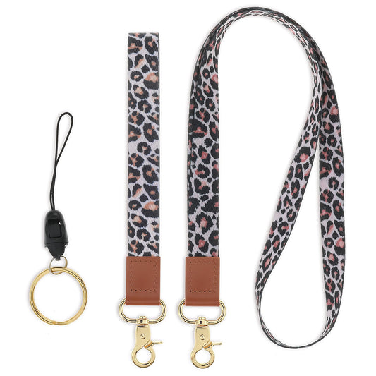 Bewudy Cell Phone Lanyard, Phone Lanyard Crossbody, Wrist Strap, Lanyards for Keys, Adjustable Shoulder Neck Straps for Case ID Badges (Black Pink)