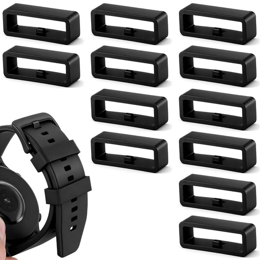 Cobee 12pcs Black Watch Bands Holder Loop, 22mm Rubber Watch Band Keeper Loop, Watches Band Keeper Strap Replacement for Smart Sport Watches Parts(22mm)