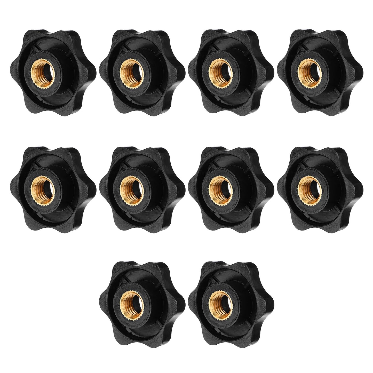 Giantree 10 Pcs Metric M8 Star Shape Knurled Clamping Nuts, Black Plastic Screw-On Handle Clamping Knob Grip Assortment for Machinery Equipment Latche