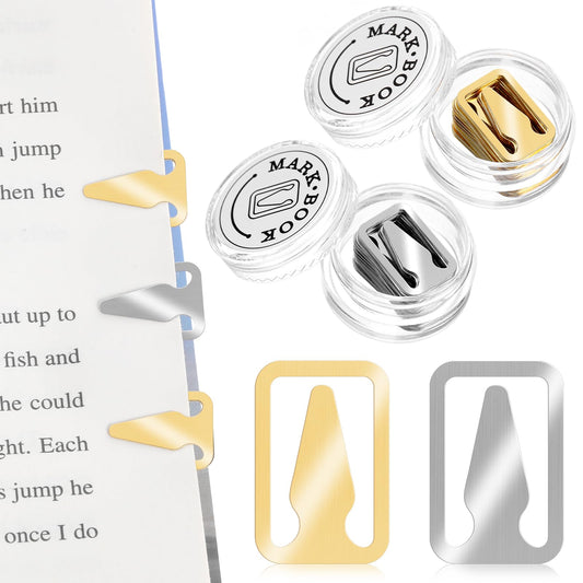 Amabro Book Line Markers, Stainless Steel Bookmarkers Book Page Markers for Book Lovers Mini Metal Bookmarks Gold Silver Mixed Book Marker Clip for Reading Teachers Students Work(100 PCS Gold+Silver)