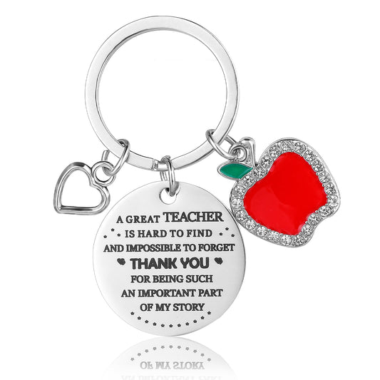 Andibro Thank You Teacher Keyring, Rhinestone Apple Pendant Teacher Appreciation Gifts from Students Teacher Appreciation Week Gifts End of Year Teacher Gift Easter Gifts Graduation Gifts Christmas