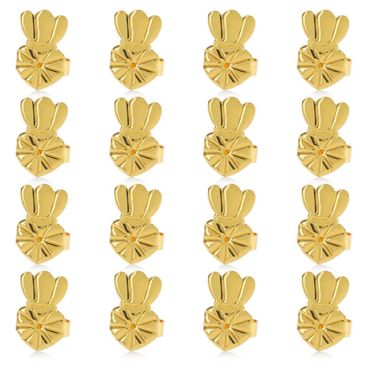 cobee 8 Pairs Earring Lifters, Adjustable Earring Backs for Droopy Ears Hypoallergenic Earring Backs for Studs Heavy Earring(Gold)