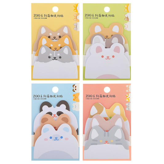 Amaxiu Cute Animal Sticky Notes, 4 Pack Cartoon Self-Stick Notes Kawaii Markers Flags Memo Pads Creative Small Sticky Memo Pad Cat Rabbit Bear Dog 5x6cm/2x2.4in 180 Sheets
