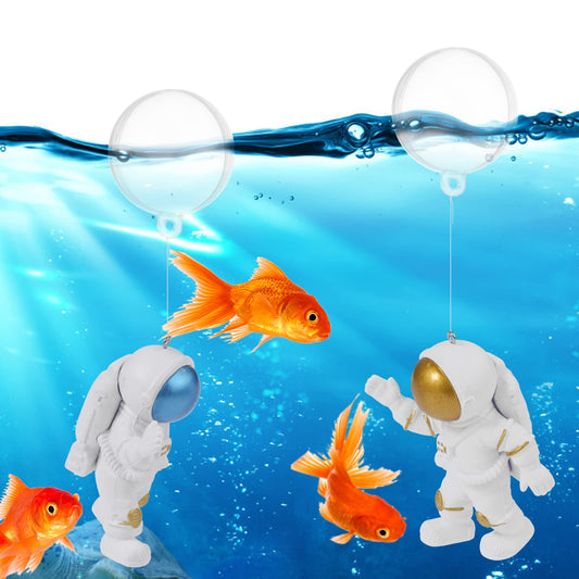 Cobee Astronaut Aquarium Decorations, 2PCS Fish Tank Decorations Floating Fish Tank Decor Cute Astronaut Figurines with Floating Device Fish Tank Accessories for Aquarium Landscape Decor