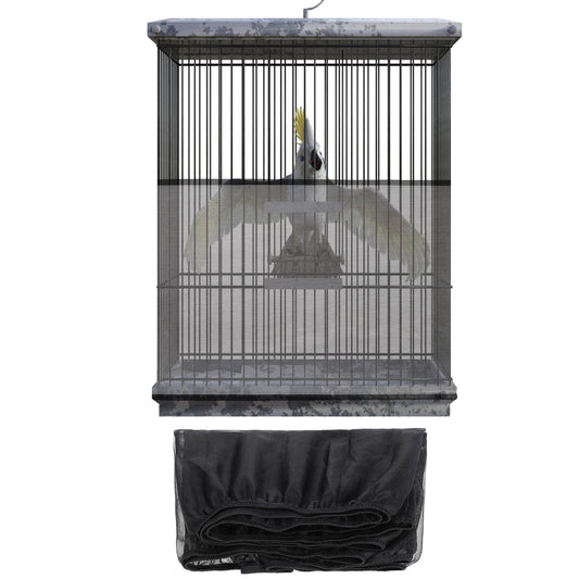 Jeffdad Bird Cage Seed Catcher, Universal Adjustable Birdcage Cover Skirt Bird Cage Net Cover Nylon Guard Net Cover for Parrot Parakeet Macaw Round Square Cages